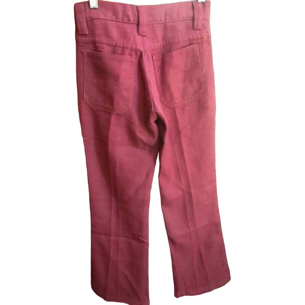 26x28 Vintage 1970's Mens Pants Farah Burgundy/Purple SPACE MOD KNIT RIBBED